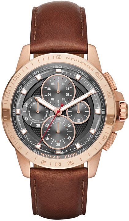 Men's Michael Kors Ryker Leather Strap Chronograph Watch 